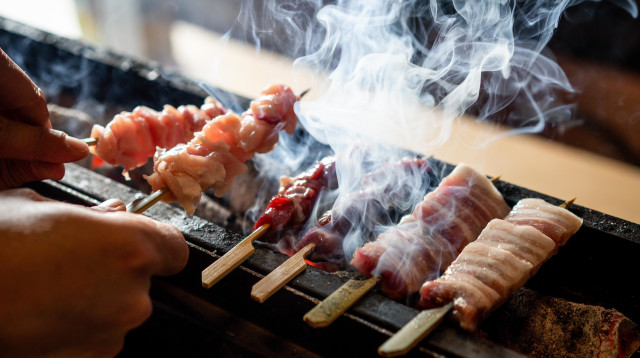 זה לא על האש זה יאקיטורי. שיפודי סלמון  (צילום: אסף קרלה)