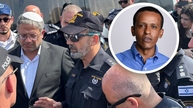 איתמר בן גביר ודני לוי בזירת הפיגוע בכביש 4, ברהנו טגניה (צילום: מעריב אונליין,דוברות המשטרה)