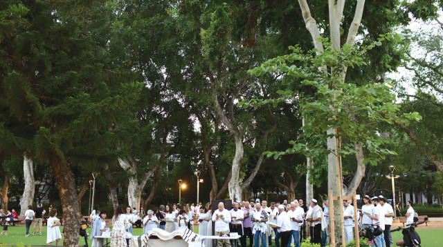 תפילת כיפור בגן מאיר (צילום: תומר נויברג, פלאש 90)