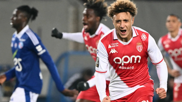 אליאס בן סגיר שחקן מונאקו חוגג שער (צילום: GettyImages, SEBASTIEN BOZON/AFP)