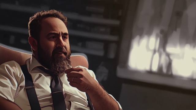 נחנסון חסר המנוח והנחוש, מנסה להתחקות אחר שורשיו של תדהר. מתוך: "רצח במגדל המים" (צילום: באדיבות כאן 11 ו-נו דרמה סטודיו)