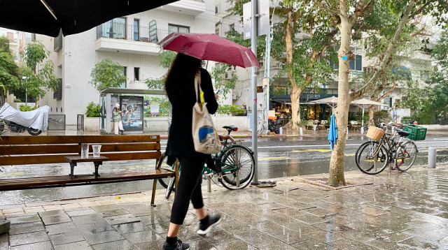 גשם בתל אביב (צילום: אבשלום ששוני)