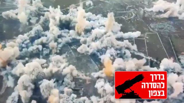 גדחה״ן 5280, אלכסנדרוני, משמידים בו זמנית שמונים מוקדי חיזבאללה בכפר שצופה אל יישובי הצפון (צילום: רשתות ערביות, שימוש לפי סעיף 27 א')