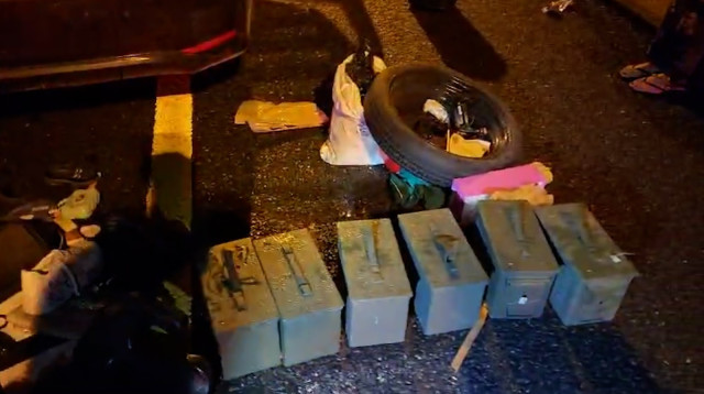 התחמושת שנתפסה בצפון (צילום: דוברות המשטרה)