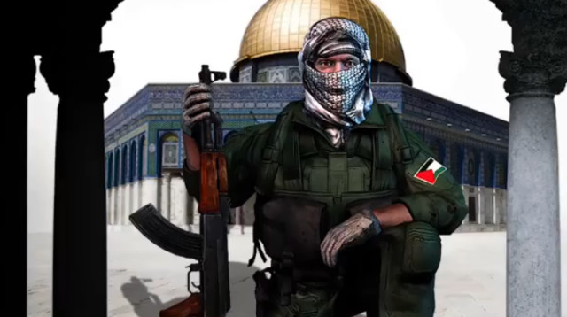 "אחמד אל-פלסטיני" גיבור משחק המחשב "אבירי אל אקצה" (צילום: צילום מסך רשת X)