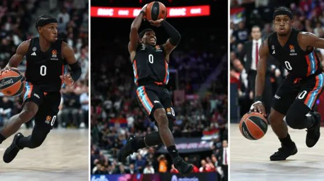 השחקן הכי מיוחד באירופה. טי.ג'יי שורטס רוקד ביורוליג (צילום: GettyImages, Anne-Christine Poujoulat/AFP)