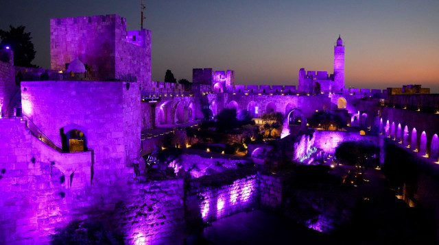 "לילה סגול" במגדל דוד בירושלים (צילום: ריקי רחמן)