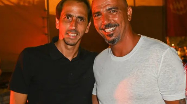 חיים רביבו עם יוסי בניון (צילום: ברני ארדוב)