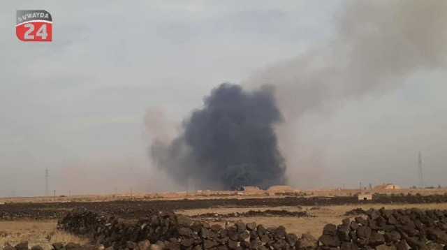 תקיפה בסוריה (צילום: רשתות ערביות)