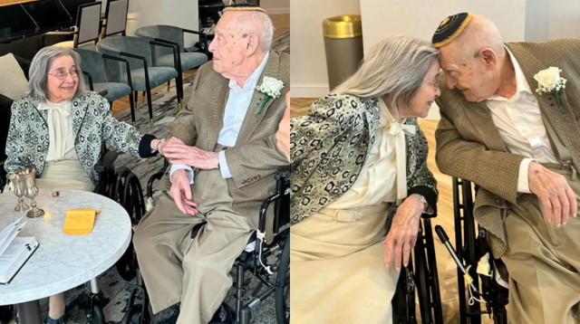 ברני ליטמן ומרג'ורי פיטרמן, הזוג הכי מבוגר בעולם (צילום: רשתות חברתיות)