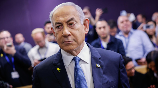 בנימין נתניהו בפתיחת עדותו בבית המשפט (צילום: חיים גולדברג פלאש 90)