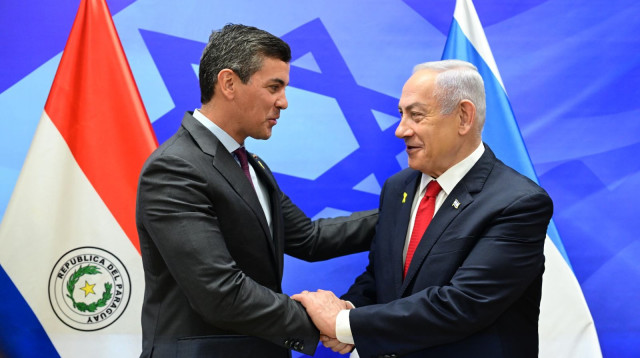 ראש הממשלה נתניהו ונשיא פרגוואי סנטיאגו פניה (צילום: עמוס בן גרשום/ לע״מ)