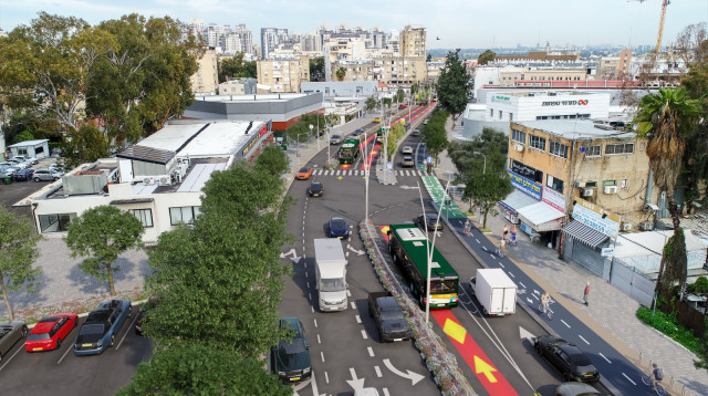 רחוב בר כוכבא בפתח תקווה (צילום: הדמיה,נתיבי איילון )