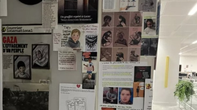 תעמולה נגד יהודים - תמונה מהכתבה המדוברת של הקיר שנמצא בבניין המערכת של לה-מונד (צילום: צילום מסך)