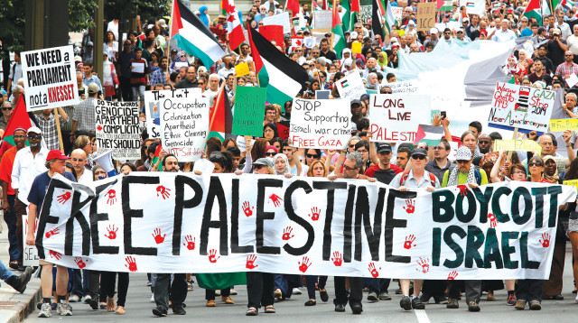 הפגנה פרו פלסטינית באטווה, קנדה (צילום: רויטרס)