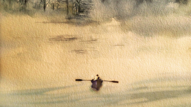 אדם בסירה (צילום: איור: נעמי ליס־מיברג)