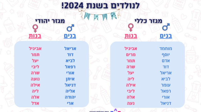 שמות פופולריים 2024 (צילום: רשות האוכלוסין וההגירה)