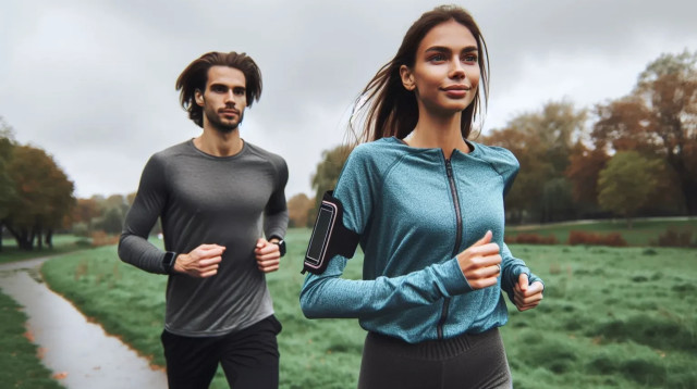 רצים בפארק בחורף (צילום: AI)