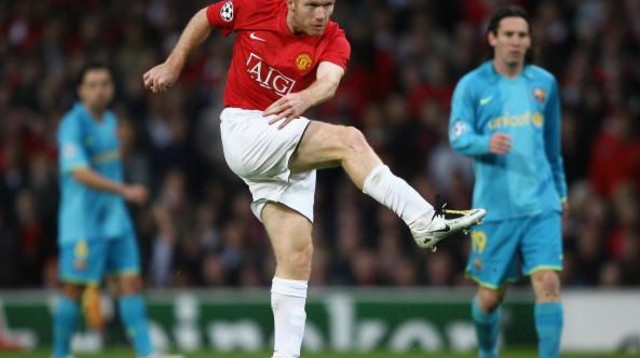 פול סקולס נגד ברצלונה (צילום: Clive Brunskill)