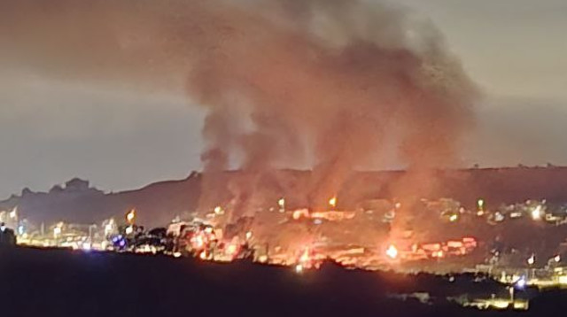 שריפה בפונדוק (צילום: רשתות ערביות)