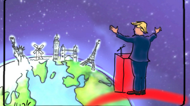 ינצח בשביל האזרחים שלו. דונלד טראמפ (צילום: איור: ארנון קרמר)