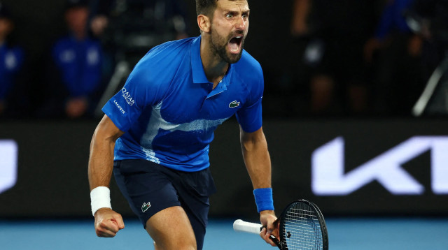 הטניסאי הסרבי נובאק ג'וקוביץ' ברבע גמר אליפות אוסטרליה 2025 (צילום: רויטרס)