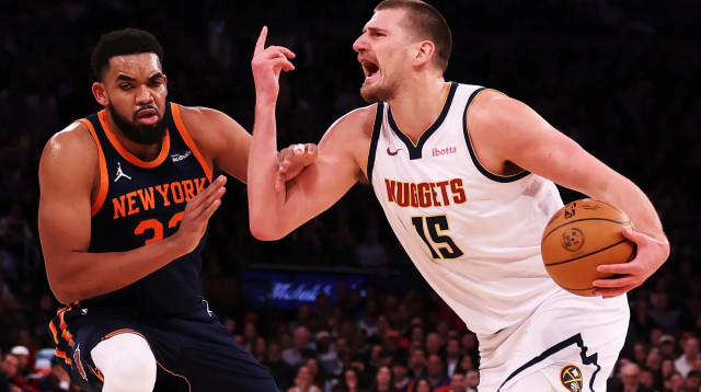 ניקולה יוקיץ', דנבר נאגטס, מול קארל אנתוני טאונס, ניו יורק ניקס (צילום: GettyImages, Al Bello)