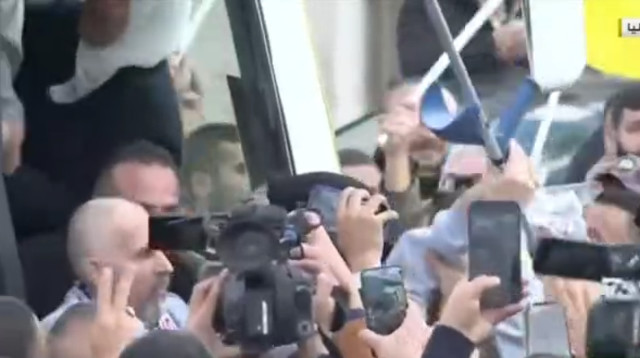 קבלת המחבלים המשוחררים ברמאללה (צילום: רשתות ערביות)