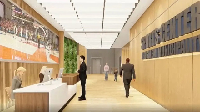 אולם הספורט במפלס התת קרקעי של הארנה בירושלים (צילום: אנה ג'ואי - ספקטור-עמישר אדריכלים)