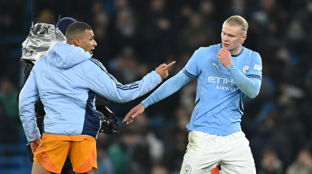 קילאן אמבפה, ארלינג הולאנד, בסיום המשחק של ריאל מדריד מול מנצ'סטר סיטי (צילום: GettyImages)