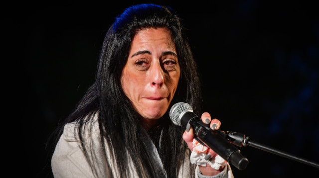 עינב צנגאוקר בעצרת לשחרור חטופים (צילום: אבשלום ששוני)