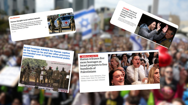 סיקור שחרור החטופים (צילום: רויטרס,צילום מסך)