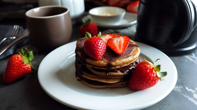 שילוב מנצח: פנקייק בסירופ שוקולד עם תותים (צילום: ללא קרדיט)
