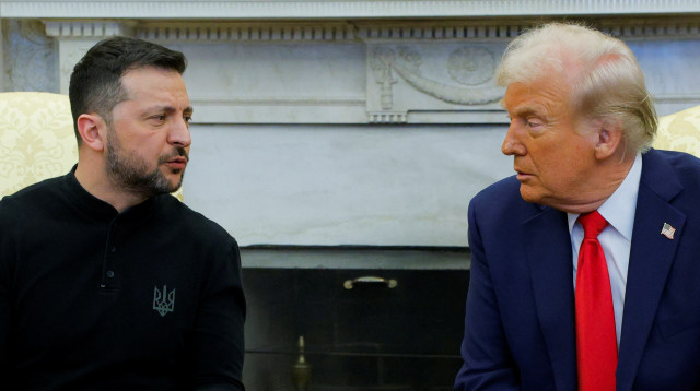 נשיא ארצות הברית דונלד טראמפ ונשיא אוקראינה ולודימיר זלנסקי (צילום: רויטרס)