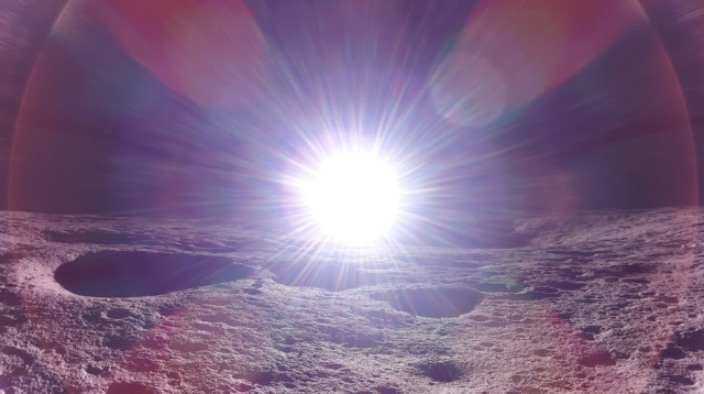 זריחה מפני הירח (צילום: NASA)