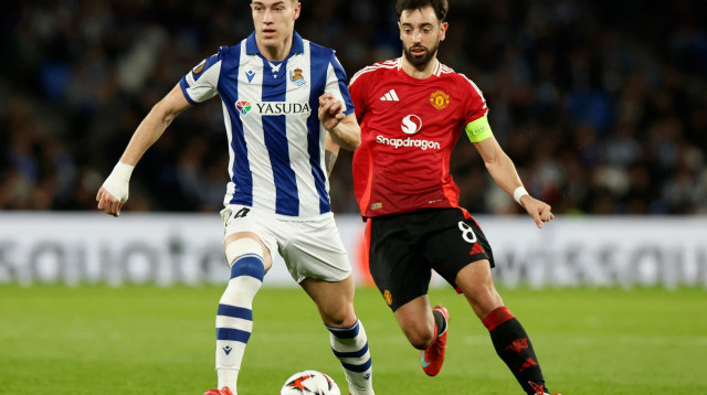 ברונו פרננדש מנצ'סטר יונייטד מול ריאל סוסיאדד (צילום: רויטרס)