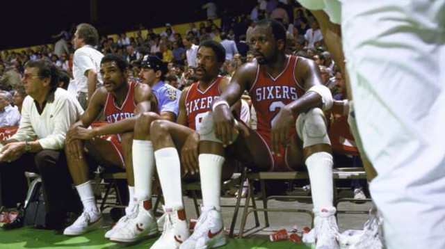 מוזס מאלון, ג'וליוס ארווינג ומוריס צ'יקס, פילדלפיה (צילום: Jerry Wachter)