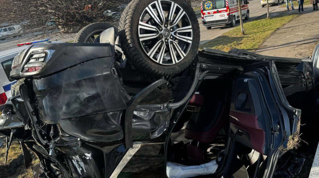 תאונת הדרכים הקשה בקייב, אוקראינה (צילום: משטרת קייב)