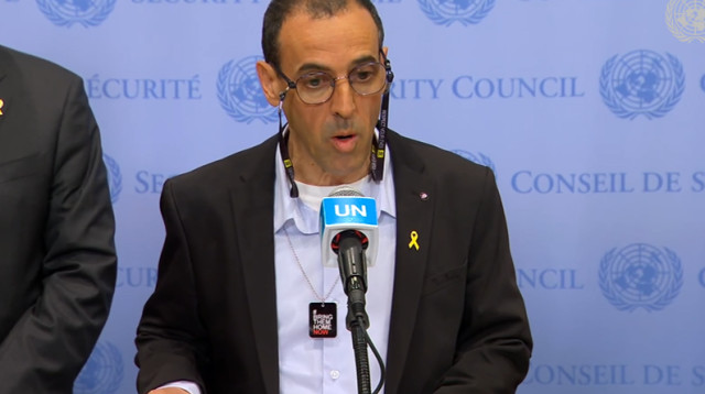 אלי שרעבי במועצת הביטחון של האו"ם (צילום: צילום מסך)