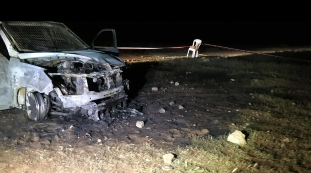 הניידת שהוצתה באירוע (צילום: דוברות המשטרה)