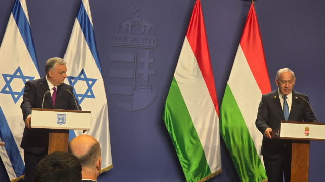 נתניהו ואורבן בהצהרה לתקשורת (צילום: אנה ברסקי)