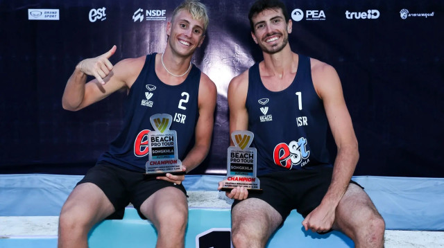 כדורעפני החופים קווין קוזמיצ'ו, איילון אלעזר (צילום: אתר רשמי, beach pro tour)