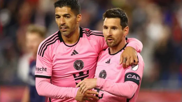 מופע שערים. מסי וסוארס חוגגים (צילום: אימג'בנק  GettyImages, Maddie Meyer)