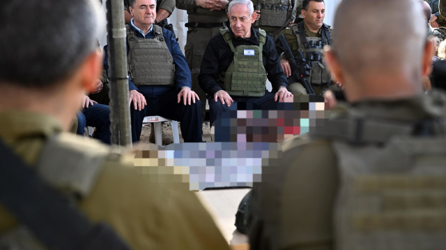 נתניהו, כ"ץ וזמיר ברצועת עזה (צילום: חיים צח, לע"מ)