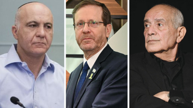 דן חלוץ, בוז'י הרצוג, יורם כהן (צילום: דוברות בית הנשיא,תומר נויברג פלאש 90,מעיין טואף, לע"מ)