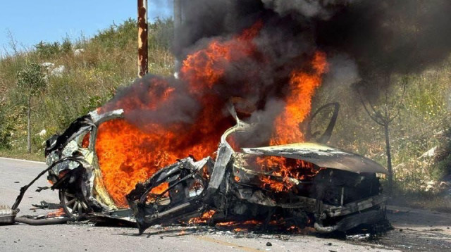 תקיפת כטב"ם בדרום לבנון. 20.4.25 (צילום: רשתות ערביות)