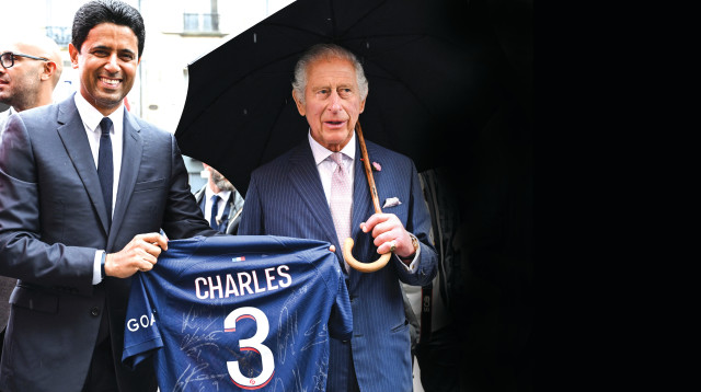 המלך צ'ארלס ונאסר אל-חלאיפי (צילום: ארכיון רויטרס)