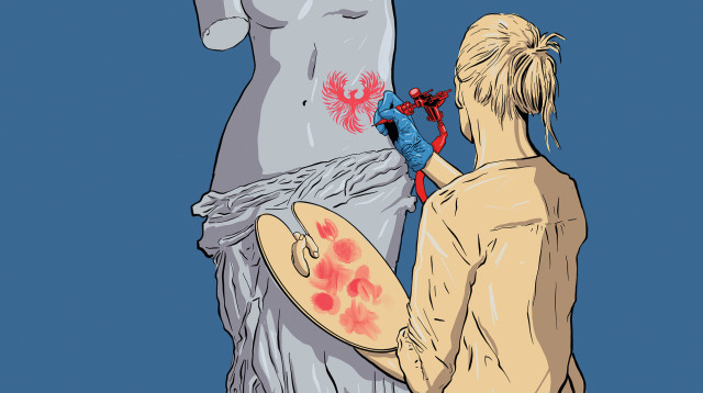 קעקוע "עוף החול" (צילום: איור: אורי פינק)