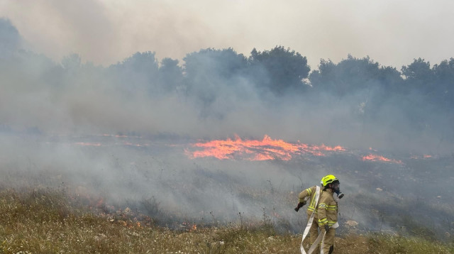 השריפות במחוז החוף, אזור חדרה (צילום: כבאות והצלה מחוז חוף)