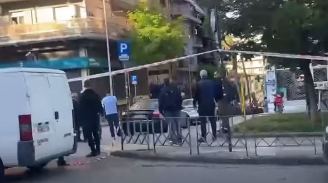 זירת פיצוץ הכספומט בסלוניקי (צילום: צילום מסך יוטיוב)